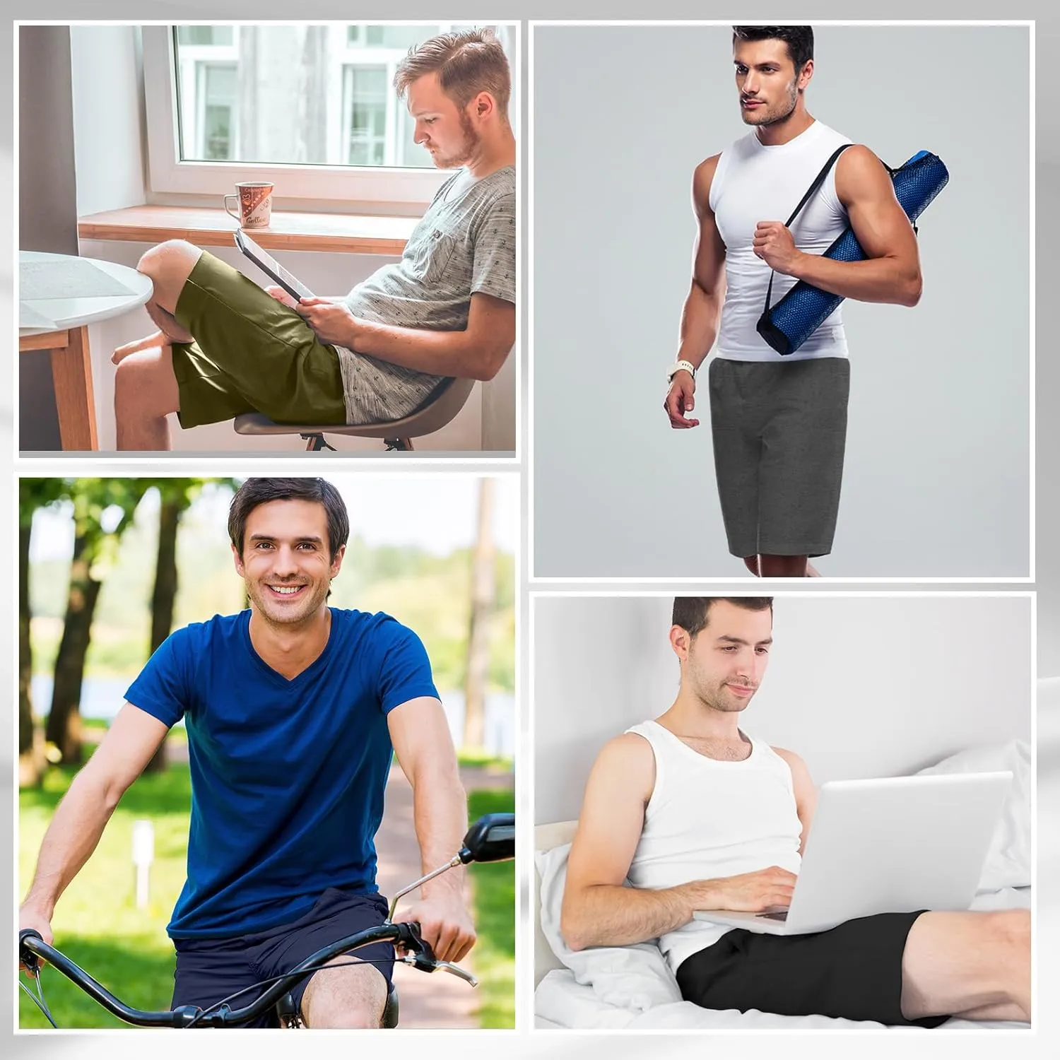 2 Pack Men’s Pajama Shorts Soft Modal Boxer Shorts Comfy Breathable Elastic Sleep Bottoms Pants with Pockets
