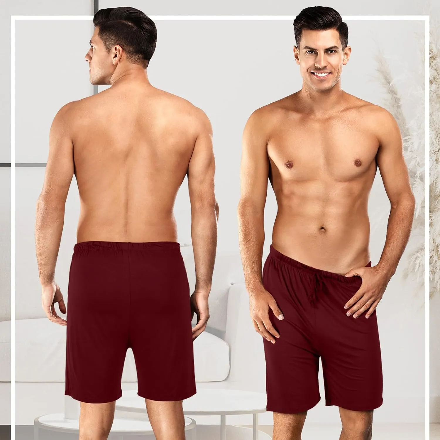 3 Pack Men's Pajama Shorts Sleep Lounge Shorts Sleepwear Pants Big and Tall Sleep Pj Bottoms Elastic Waist with Pockets