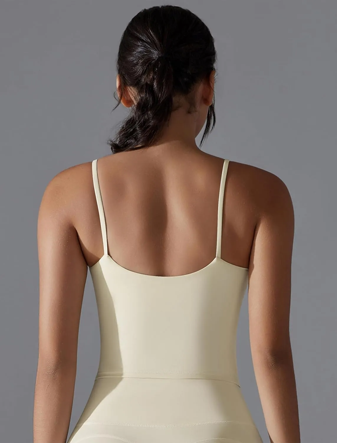 ABOCIW Women's Longline Sports Bra Spaghetti Strap Padded Yoga Workout Tops Fitness Running Camisole Crop Top