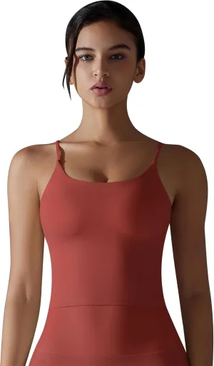ABOCIW Women's Longline Sports Bra Spaghetti Strap Padded Yoga Workout Tops Fitness Running Camisole Crop Top