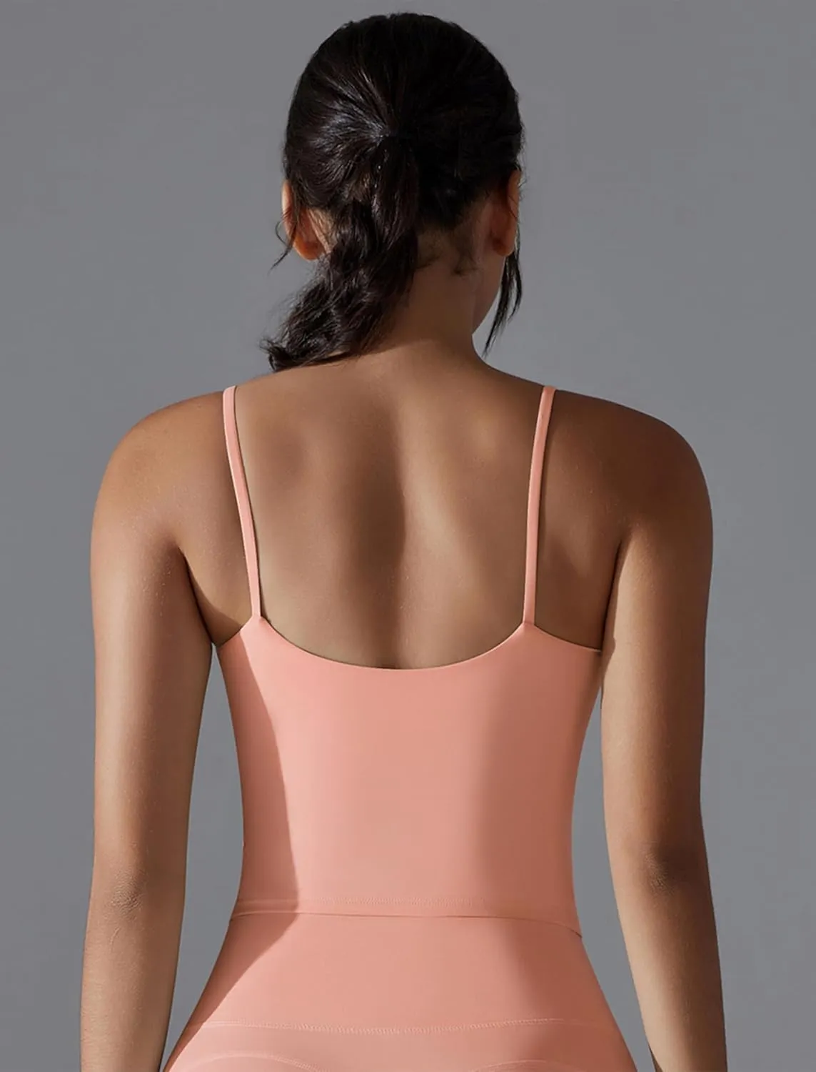 ABOCIW Women's Longline Sports Bra Spaghetti Strap Padded Yoga Workout Tops Fitness Running Camisole Crop Top