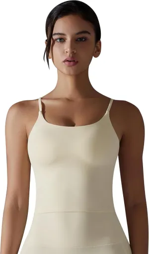 ABOCIW Women's Longline Sports Bra Spaghetti Strap Padded Yoga Workout Tops Fitness Running Camisole Crop Top