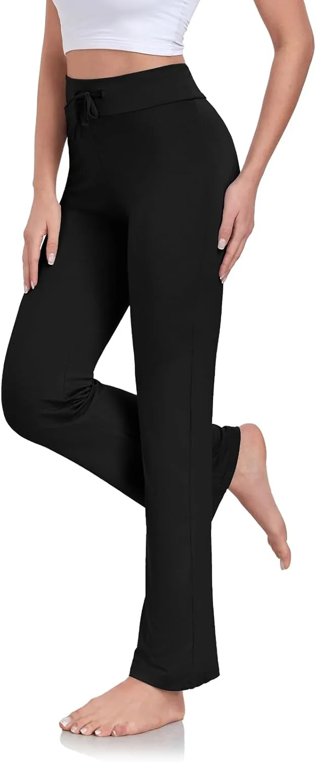 ADANIKI Women's Long Modal Comfy Drawstring Trousers Loose Straight-Leg for Yoga Running Sporting