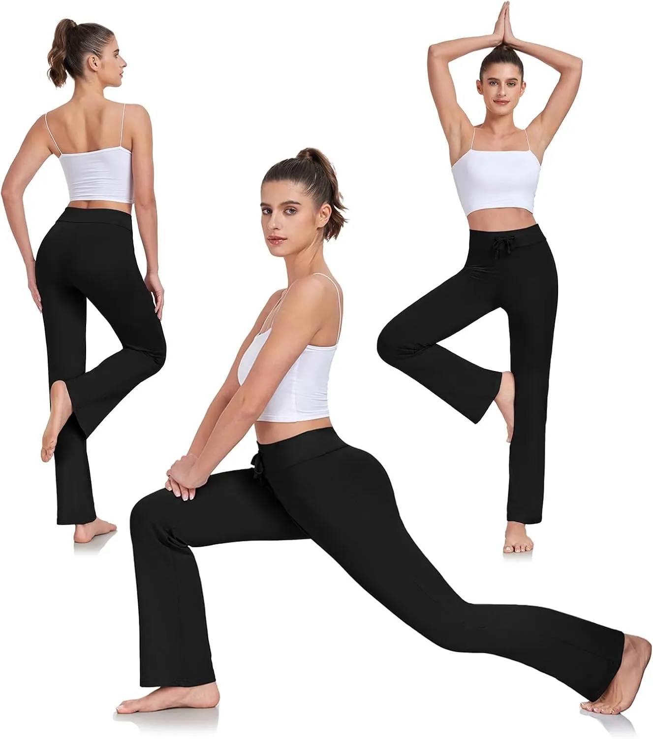 ADANIKI Women's Long Modal Comfy Drawstring Trousers Loose Straight-Leg for Yoga Running Sporting