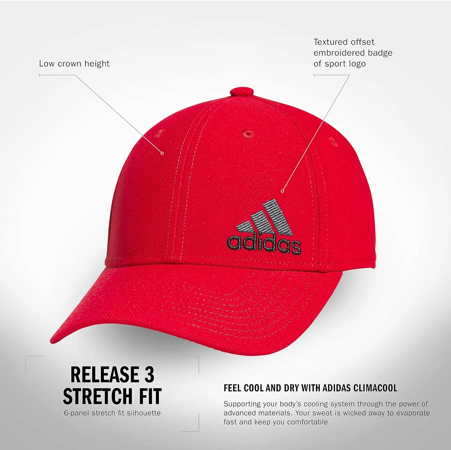 adidas Men's Release 3 Structured Stretch Fit Cap