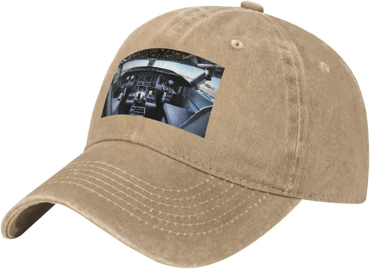 Airplane Cockpit Unisex Baseball Cap Breathable Cotton Trucker Hat Classic Denim Dad Hat Summer Sun Hat