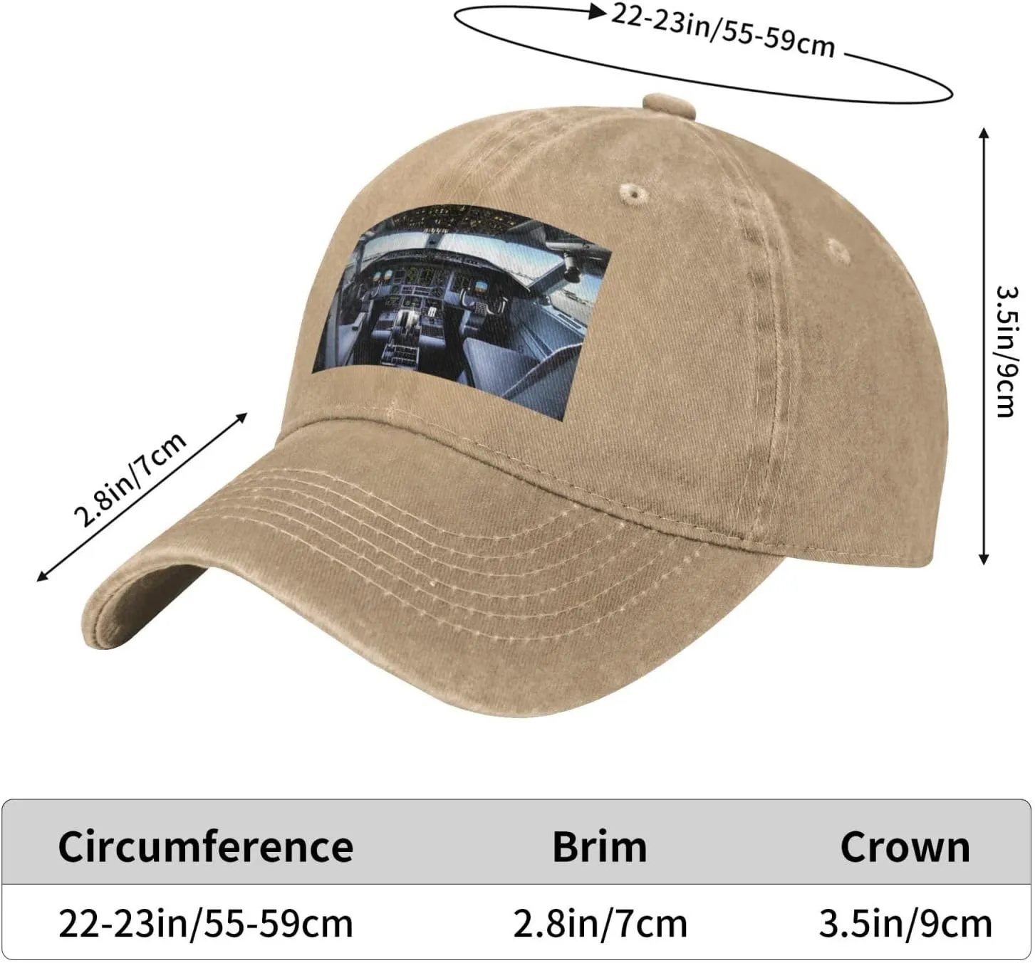 Airplane Cockpit Unisex Baseball Cap Breathable Cotton Trucker Hat Classic Denim Dad Hat Summer Sun Hat