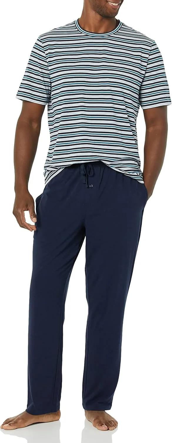 Amazon Essentials Men's Cotton Modal T-Shirt and Full-Length Bottom Pajama Set