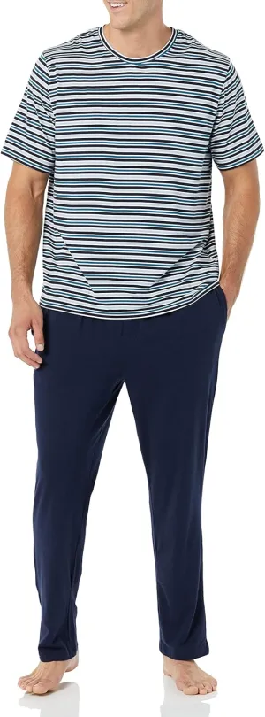 Amazon Essentials Men's Cotton Modal T-Shirt and Full-Length Bottom Pajama Set