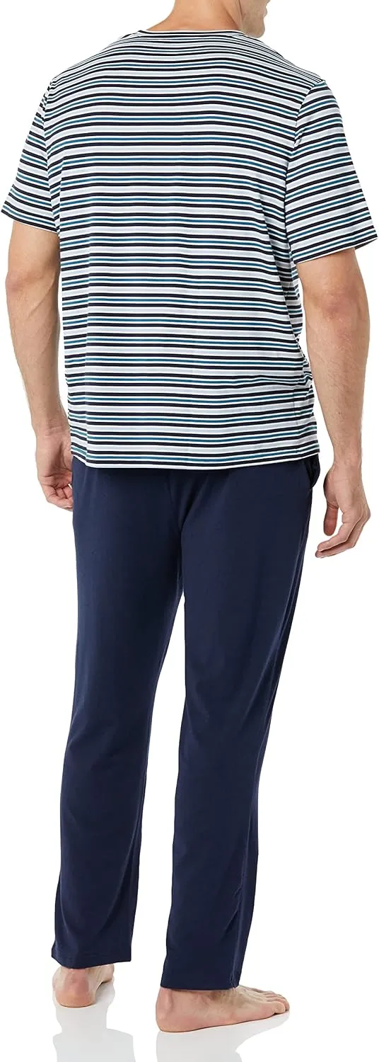 Amazon Essentials Men's Cotton Modal T-Shirt and Full-Length Bottom Pajama Set