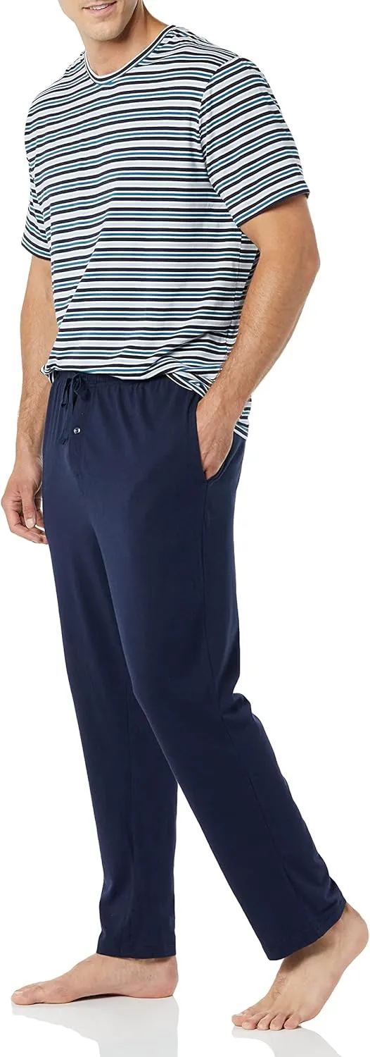 Amazon Essentials Men's Cotton Modal T-Shirt and Full-Length Bottom Pajama Set