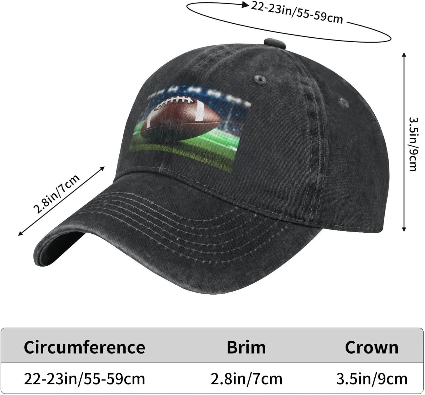 American Football Unisex Baseball Cap Breathable Cotton Trucker Hat Classic Denim Dad Hat Summer Sun Hat
