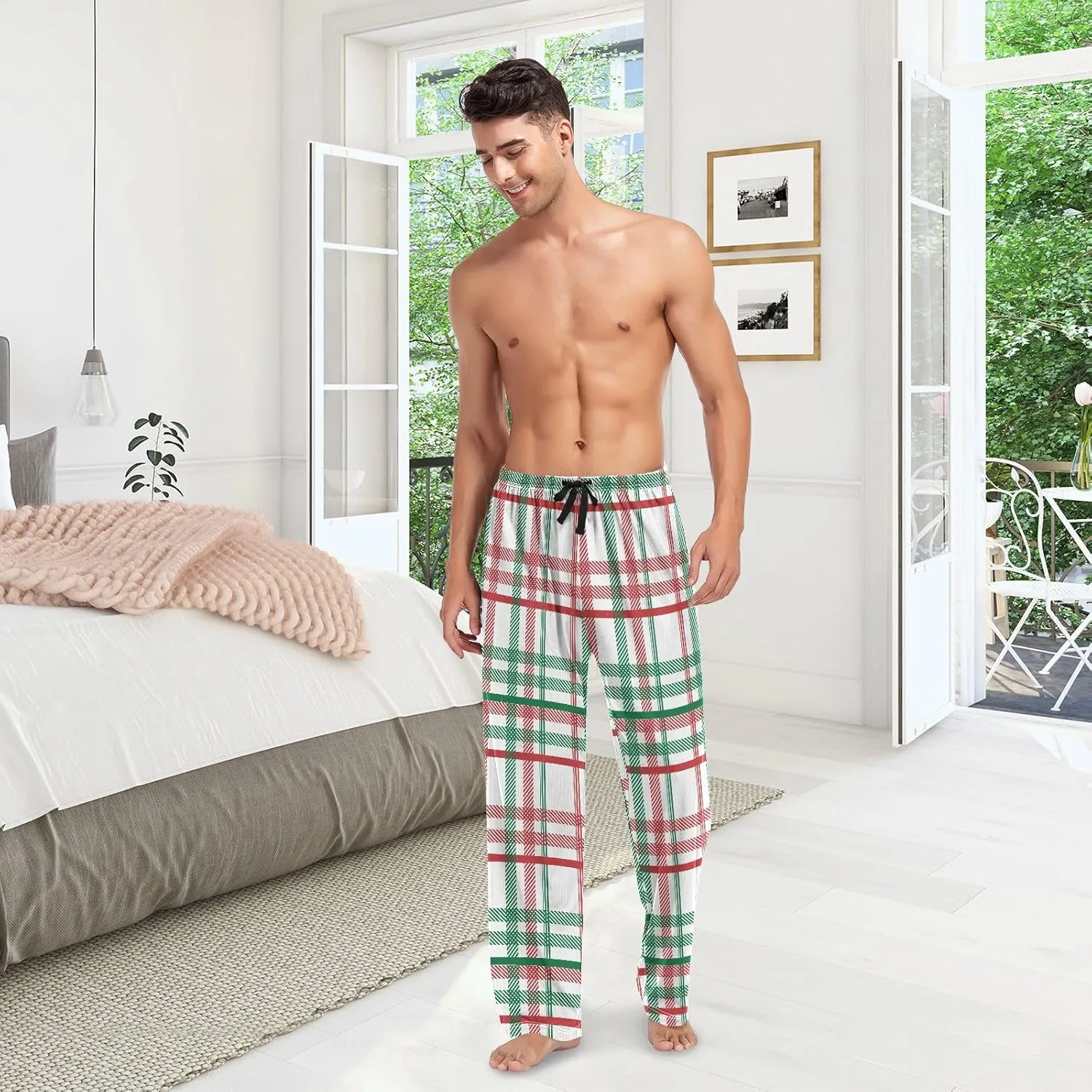 Aslsiy Men's Pajama Bottoms Soft Mens Sleep Pants Christmas Pajama Pants Winter Lounge PJ Pants