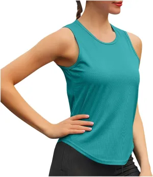 Athletic Tank Tops for Women Quick Dry Workout Shirts Sleeveless Yoga Tops Casual Running Tank Shirts Loose Gym Tees