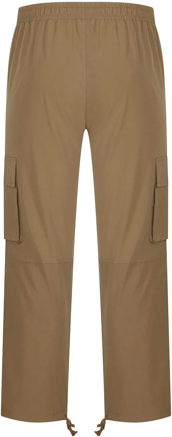Aymnlox Cargo Pants for Men Baggy Big and Tall Linen Drawstring Sweatpants Casual Hiking Jogger Athletic Straight Pant Pocket