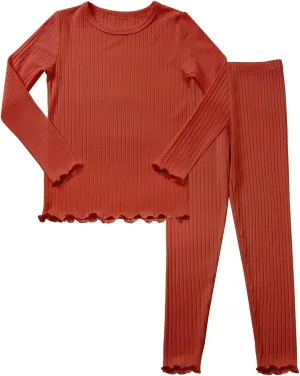 Baby Girls Pajamas Sets 2-8Y Toddler Kids Soft Comfy Modal Tencel Long-Sleeve Snug fit Sleepwear pjs