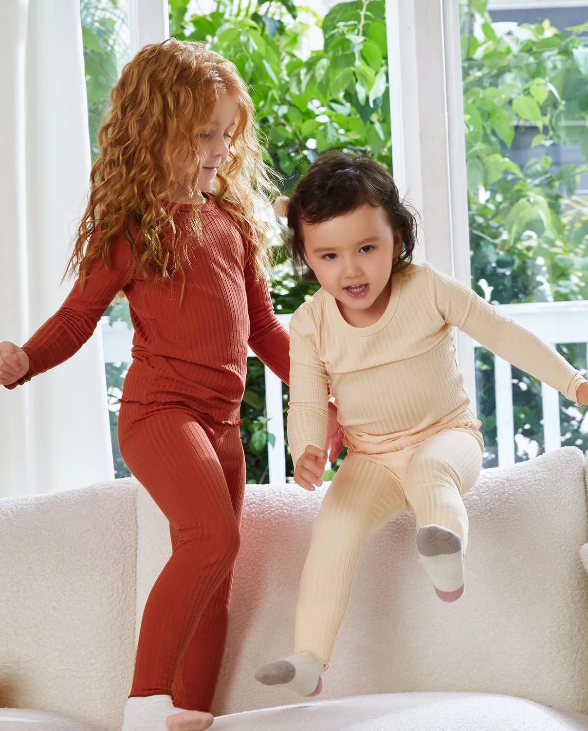 Baby Girls Pajamas Sets 2-8Y Toddler Kids Soft Comfy Modal Tencel Long-Sleeve Snug fit Sleepwear pjs