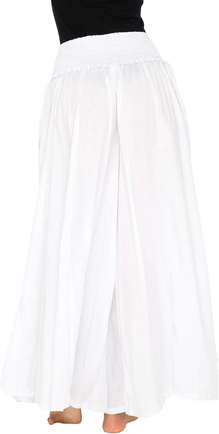 Back From Bali Womens Boho Wide Leg Palazzo Pants Smocked Waist Harem Lounge Loose Summer Beach Pants