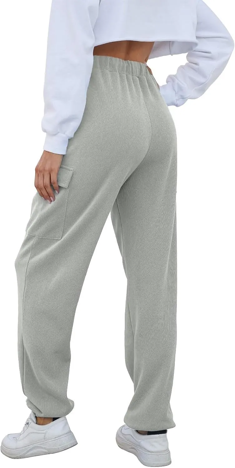 Baggy Sweatpants for Women Casual Fleece High Waisted Drawstring Joggers with Pockets Comfy Lounge Pants