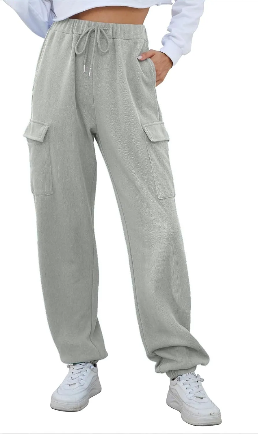 Baggy Sweatpants for Women Casual Fleece High Waisted Drawstring Joggers with Pockets Comfy Lounge Pants