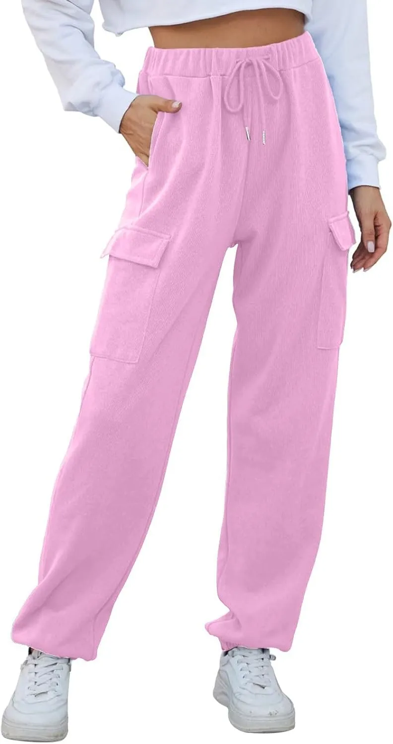 Baggy Sweatpants for Women Casual Fleece High Waisted Drawstring Joggers with Pockets Comfy Lounge Pants