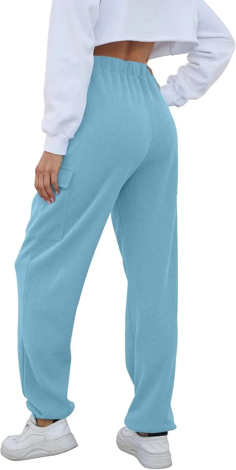 Baggy Sweatpants for Women Casual Fleece High Waisted Drawstring Joggers with Pockets Comfy Lounge Pants