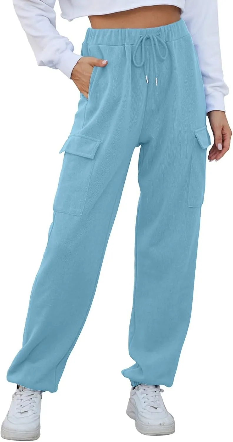 Baggy Sweatpants for Women Casual Fleece High Waisted Drawstring Joggers with Pockets Comfy Lounge Pants