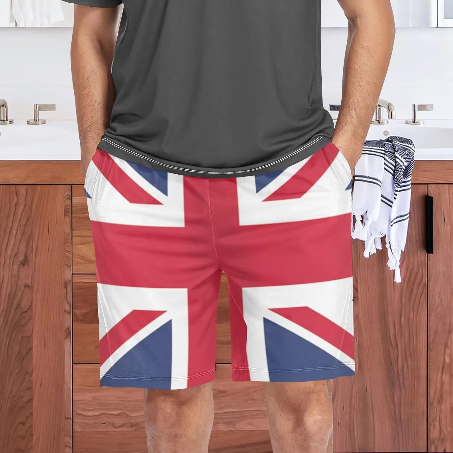 Bald Eagle On American Flag Patriotic USA Design Men's Pajama Pants Shorts Sleepwear Lounge Pajama Bottoms