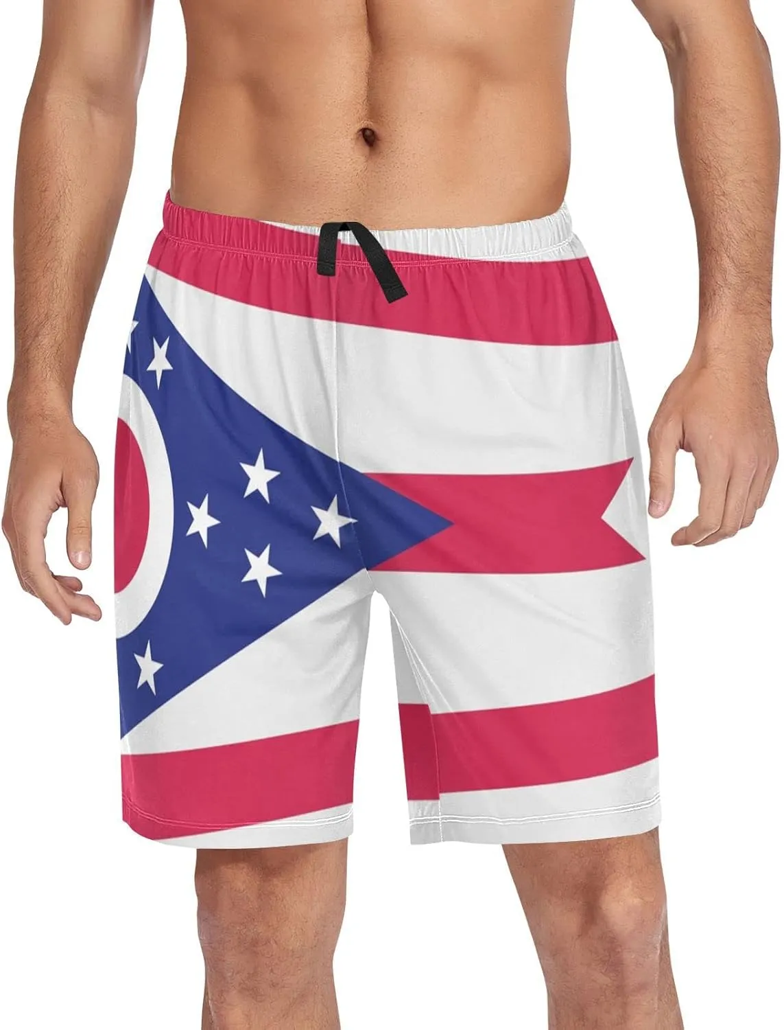 Bald Eagle On American Flag Patriotic USA Design Men's Pajama Pants Shorts Sleepwear Lounge Pajama Bottoms