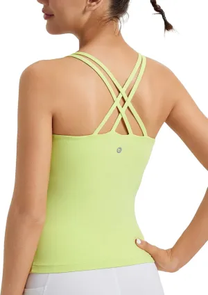 baleaf Women's Workout Tank Tops with Wireless Padded Yoga Crop Longline Sports Bras Double Spaghetti Strap