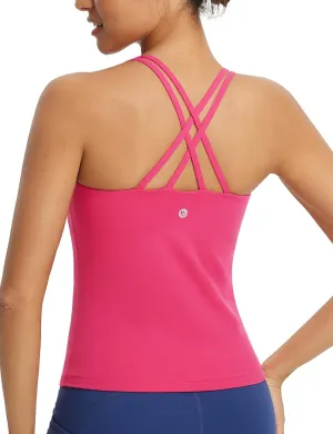 baleaf Women's Workout Tank Tops with Wireless Padded Yoga Crop Longline Sports Bras Double Spaghetti Strap