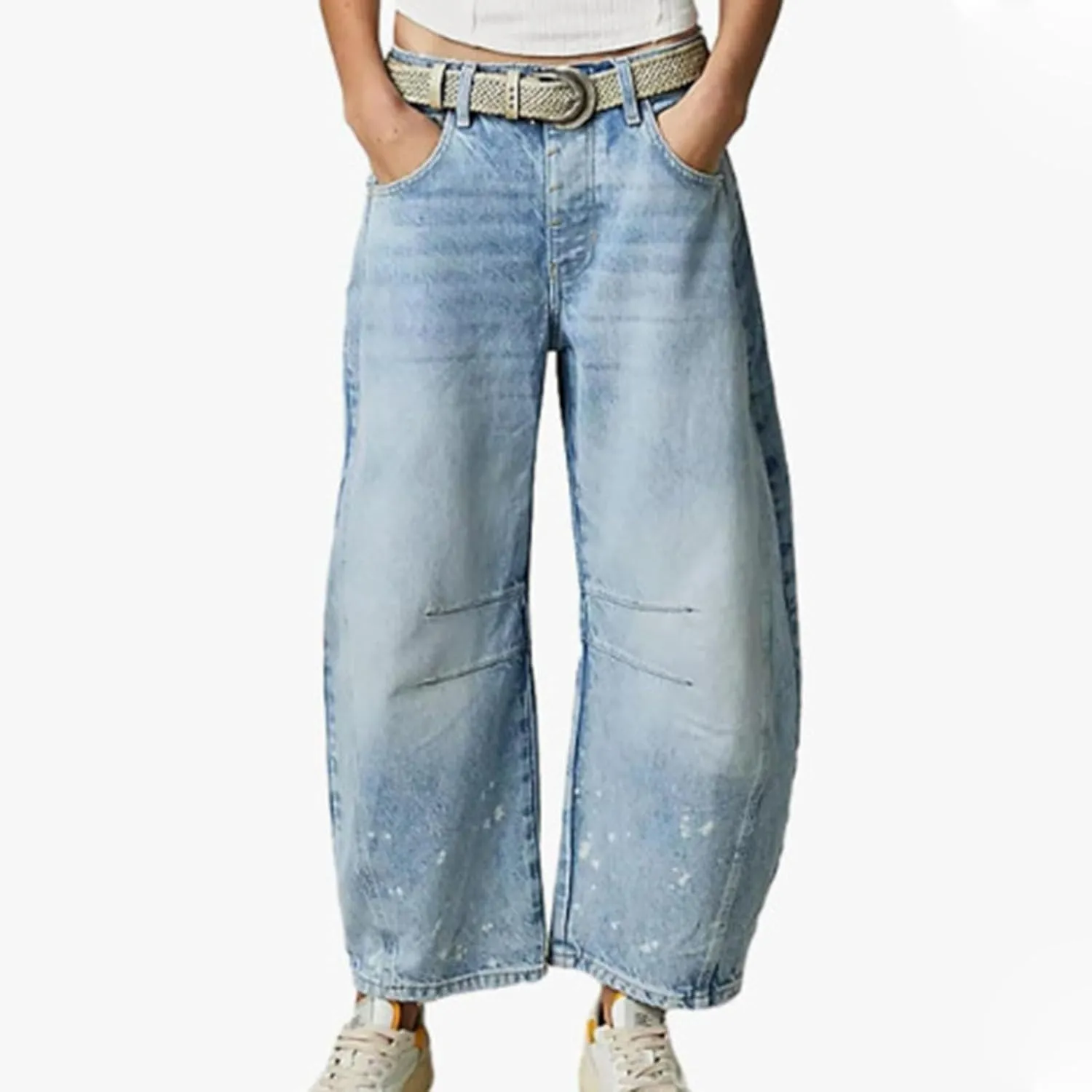 Barrel Jeans Women Trendy Low Waisted Wide Leg Barrel Jeans Baggy Vintage Denim Trouser Dressy Loose Fit Jean Pants