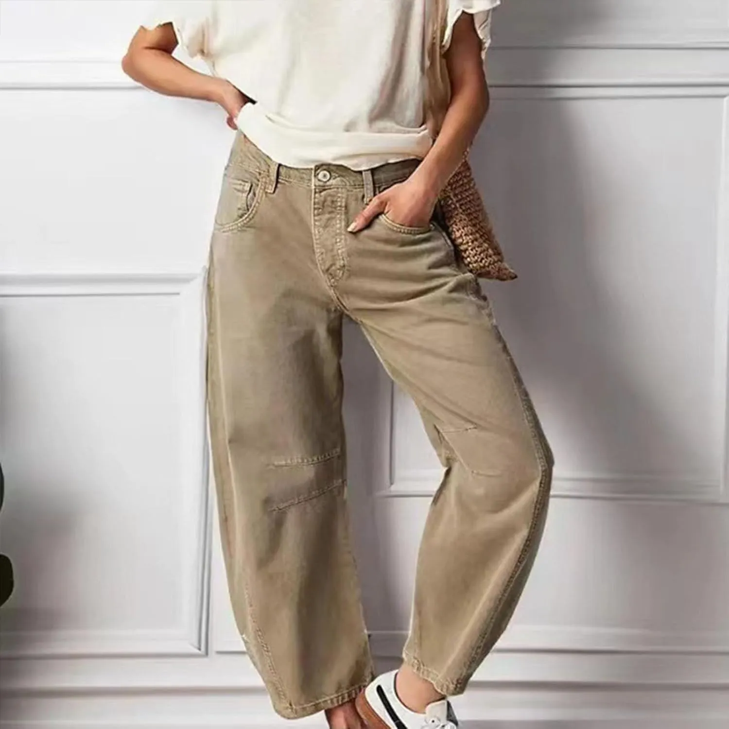 Barrel Jeans Women Trendy Low Waisted Wide Leg Barrel Jeans Baggy Vintage Denim Trouser Dressy Loose Fit Jean Pants