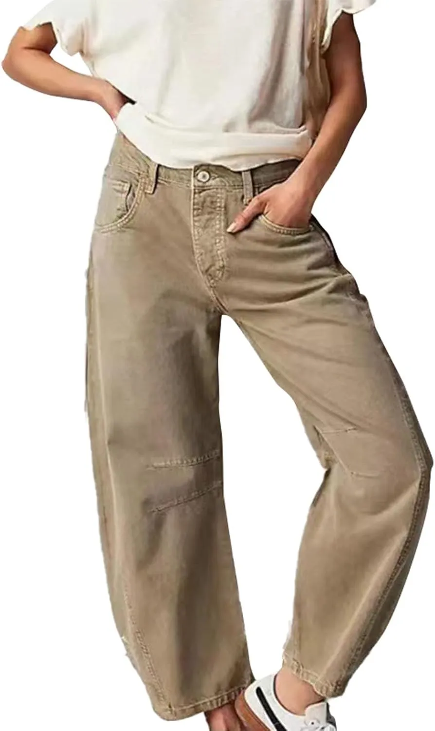 Barrel Jeans Women Trendy Low Waisted Wide Leg Barrel Jeans Baggy Vintage Denim Trouser Dressy Loose Fit Jean Pants