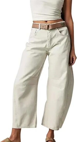 Barrel Jeans Women Trendy Low Waisted Wide Leg Barrel Jeans Baggy Vintage Denim Trouser Dressy Loose Fit Jean Pants