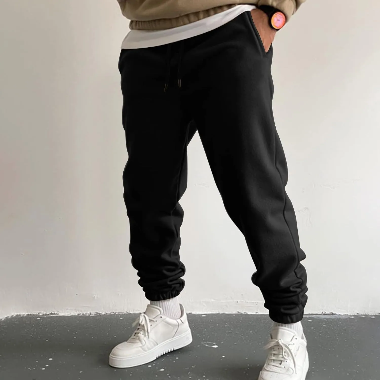 Big and Tall Sweatpants for Men Lightweight Joggers Quick Dry Warm Sherpa Lined Athletic Sweatpants Winter Drawstring