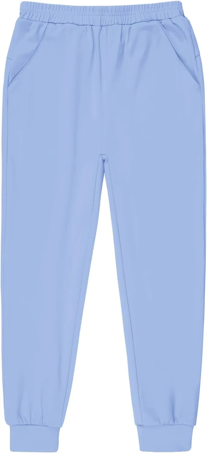 BIG ELEPHANT Girls Quick Dry Active Athletic Joggers, Kids Pull-on Lounge Joggers with Pocket