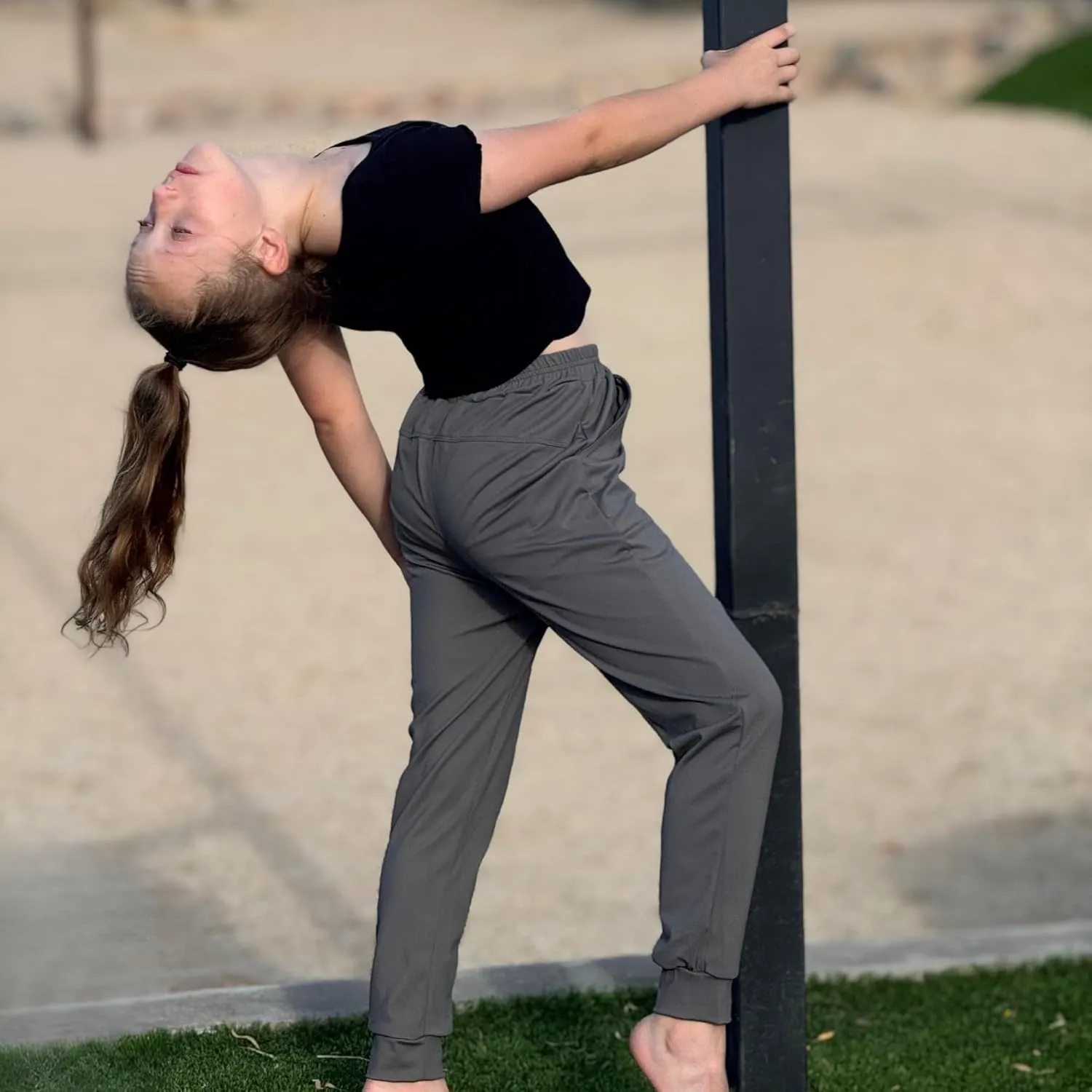 BIG ELEPHANT Girls Quick Dry Active Athletic Joggers, Kids Pull-on Lounge Joggers with Pocket