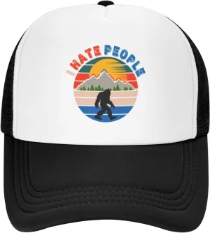 Bigfoot Trucker Hat Cap Adjustable Snapback Baseball Cap for Men Women Breathable Mesh Hat Black