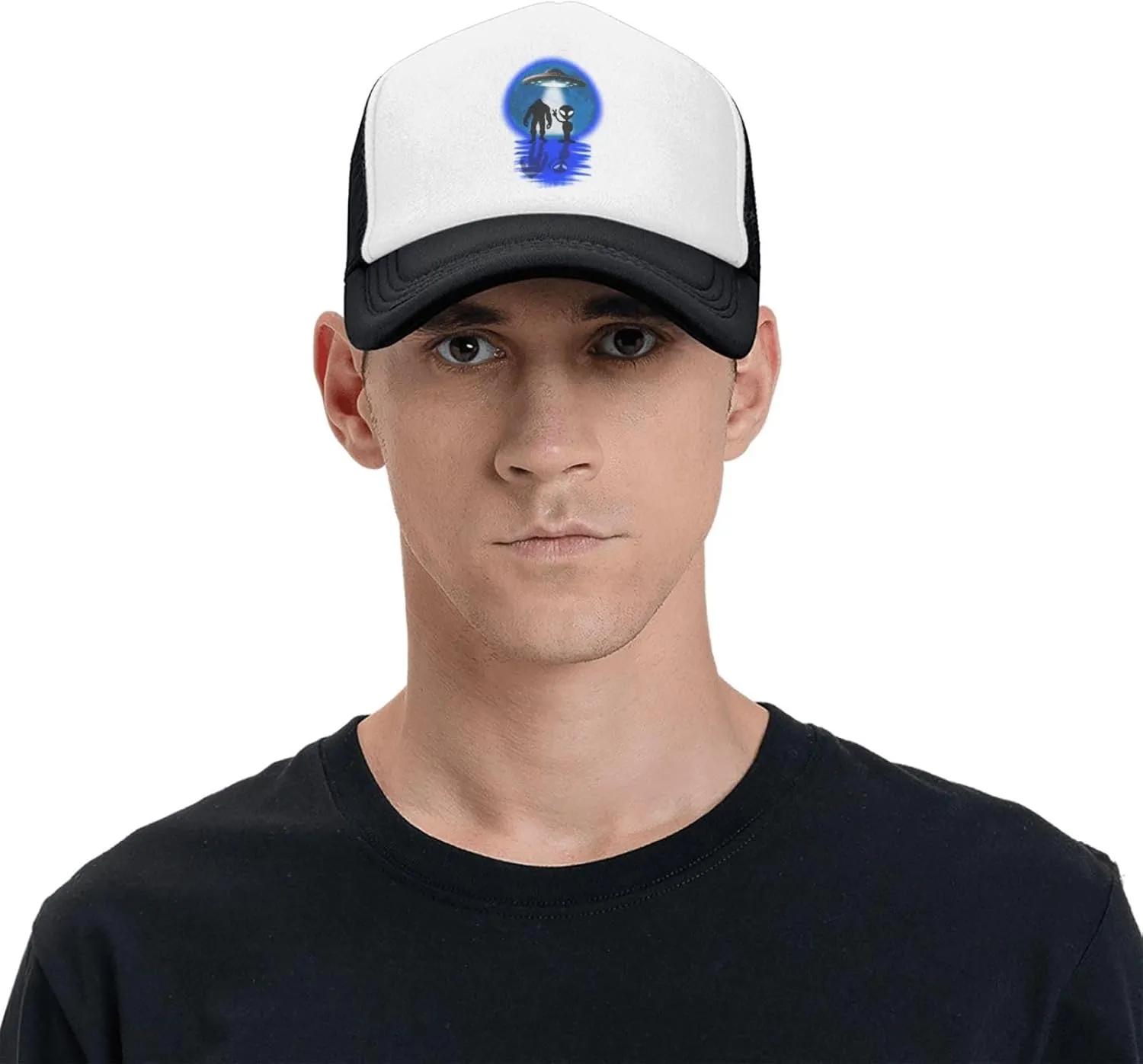 Bigfoot Trucker Hat Cap Adjustable Snapback Baseball Cap for Men Women Breathable Mesh Hat Black