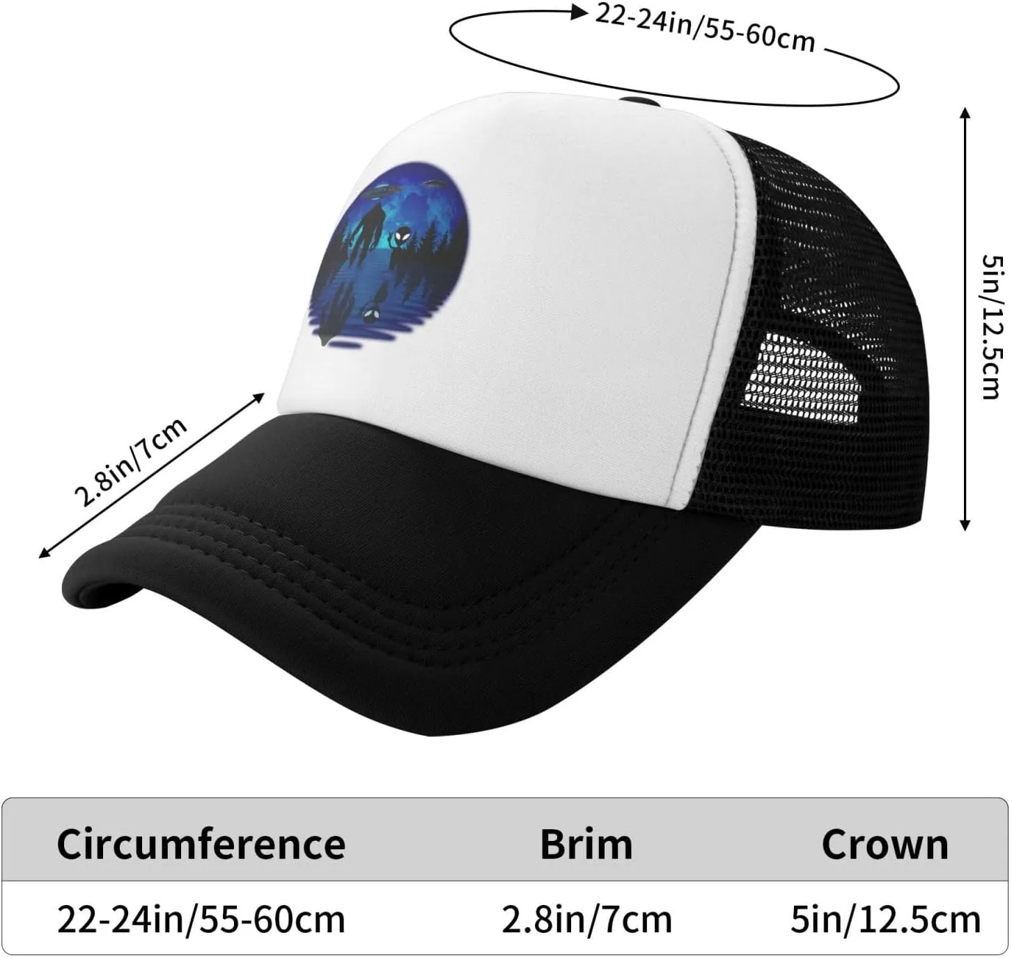 Bigfoot Trucker Hat Cap Adjustable Snapback Baseball Cap for Men Women Breathable Mesh Hat Black