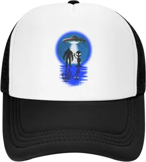 Bigfoot Trucker Hat Cap Adjustable Snapback Baseball Cap for Men Women Breathable Mesh Hat Black