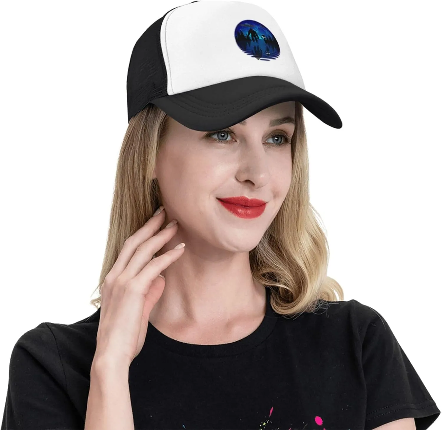 Bigfoot Trucker Hat Cap Adjustable Snapback Baseball Cap for Men Women Breathable Mesh Hat Black