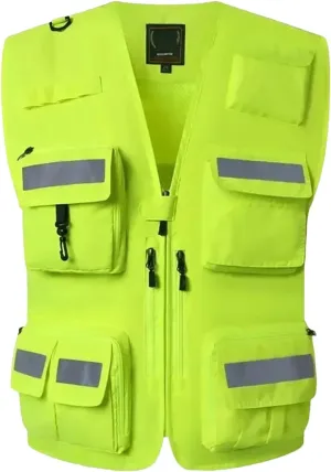 Biking Reflective Vest Breathable Mesh Construction Workwear Motorcycle Cycling Vest Night Running Wear