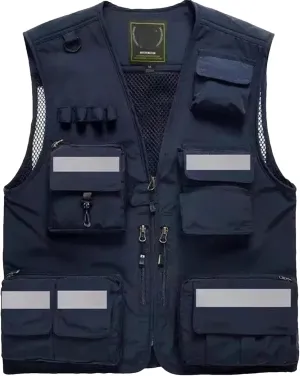 Biking Reflective Vest Breathable Mesh Construction Workwear Motorcycle Cycling Vest Night Running Wear
