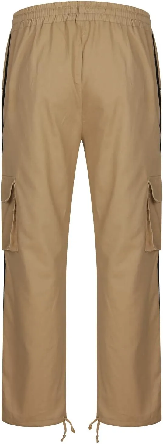 Black Joggers Men Cargo Drawstring Running Straight Sweatpants Causal Joggers Athletic Pants with Pockets Hiking