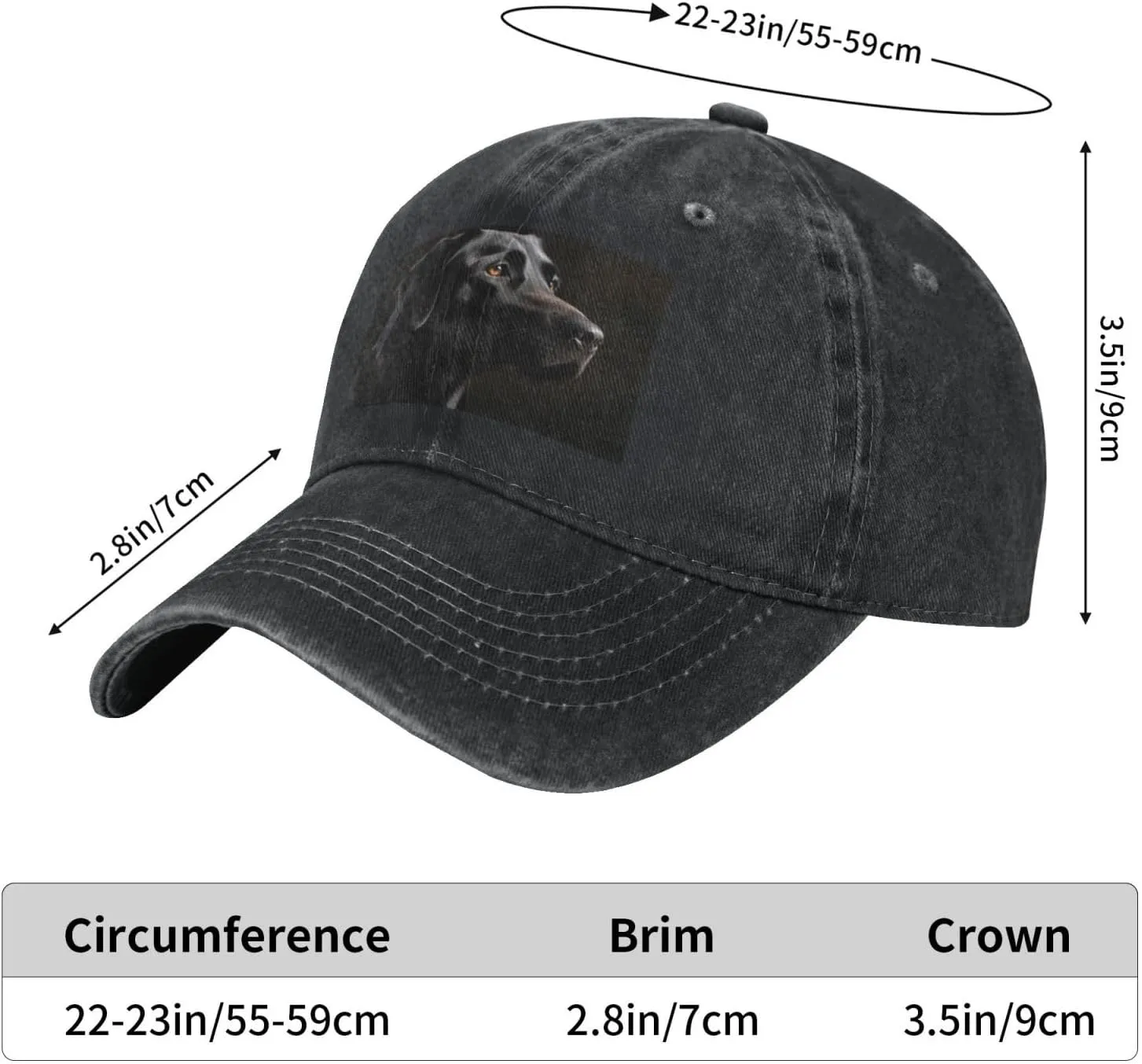 Black Labrador Unisex Baseball Cap Breathable Cotton Trucker Hat Classic Denim Dad Hat Summer Sun Hat