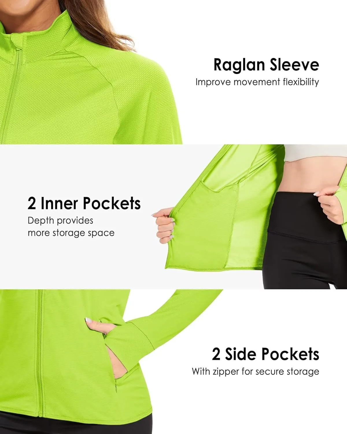 Boladeci Women's Athletic Jackets Lightweight UPF 50  Sun Shirts Long Sleeve Full Zip Up Quick Dry Running Workout Jackets