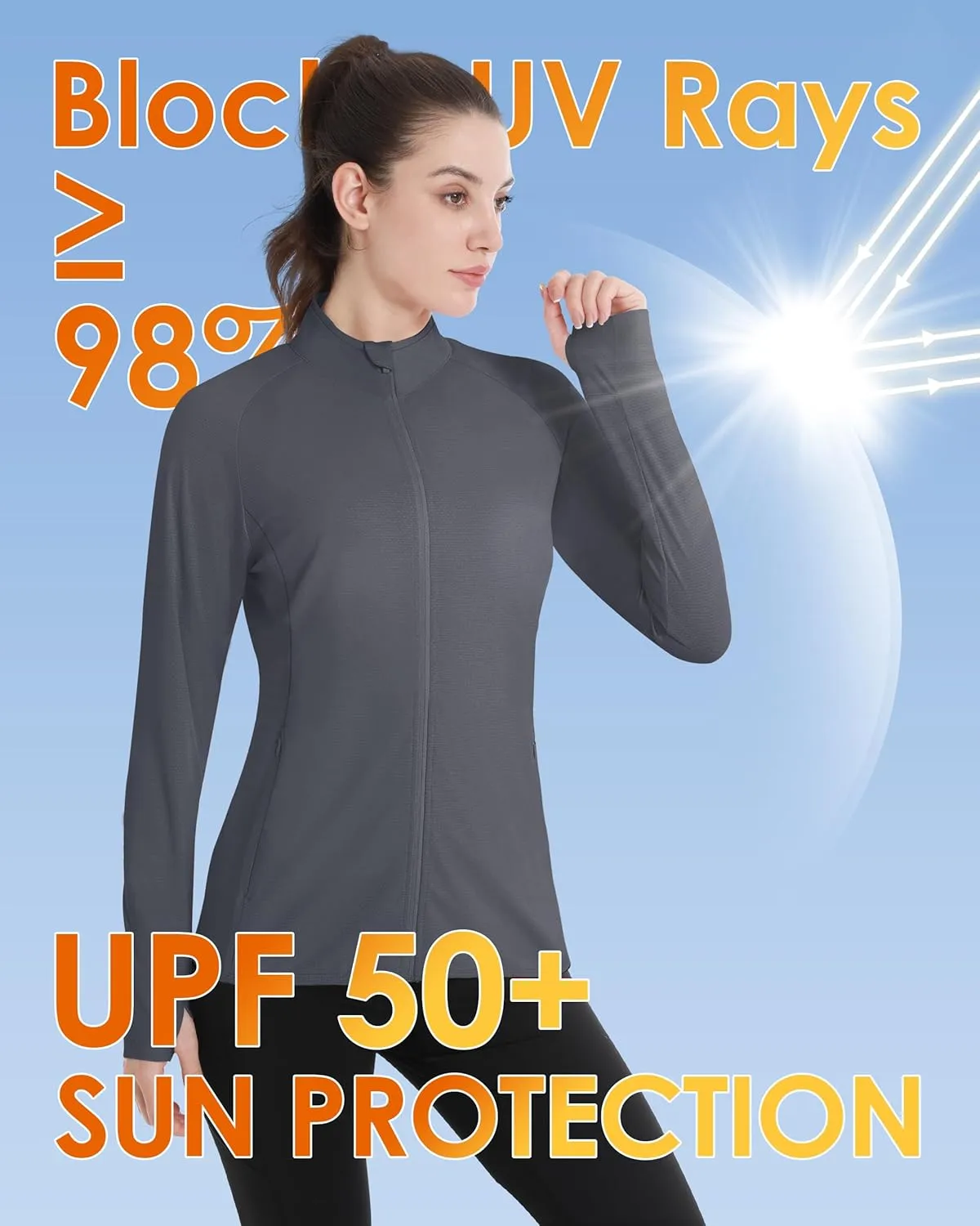Boladeci Women's Athletic Jackets Lightweight UPF 50  Sun Shirts Long Sleeve Full Zip Up Quick Dry Running Workout Jackets