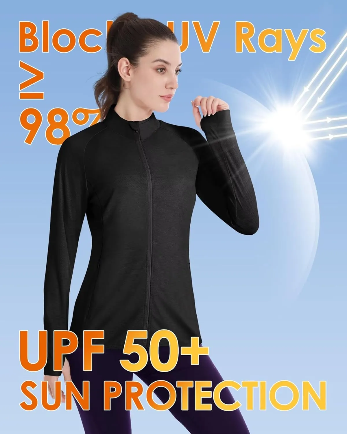 Boladeci Women's Athletic Jackets Lightweight UPF 50  Sun Shirts Long Sleeve Full Zip Up Quick Dry Running Workout Jackets